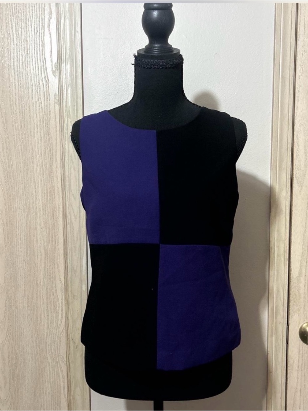 Studio I Purple and Black Blocked Sleeveless Top